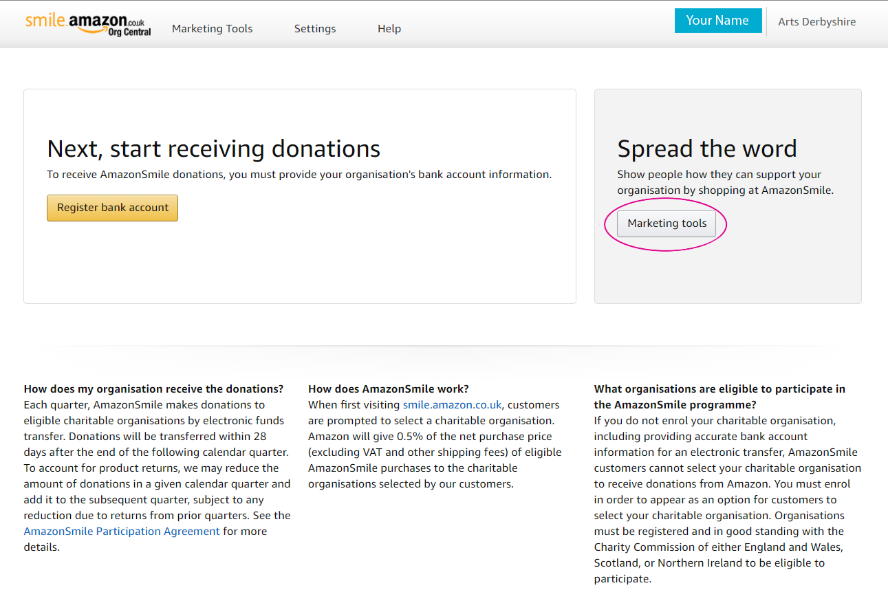how to set up a charity account on amazon