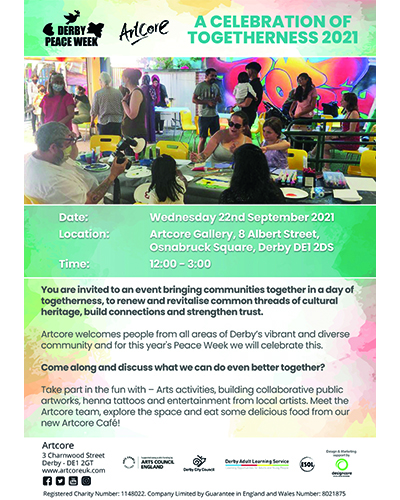 Artcore September 2021 - Upcoming events this week | Arts Derbyshire
